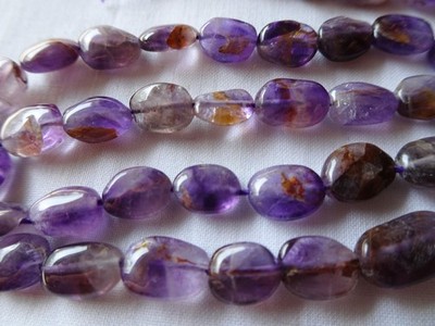 13'' Strand Natural Amethyst 7-9mm L Smooth Puffy Oval Stone Beads A43 DNG