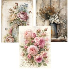 Diamond Art Kits for Adults,3 Pack Rustic Flowers 5D Diamond Painting Kits Dots