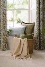 Image of William Morris At Home Marigold 100% Cotton Throw 130 x 170cm - Hessian Natural