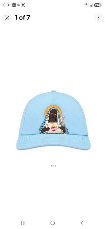 Denim Tears Black Mary Embroidered Logo Light Blue One Size Hat Cap Brand New