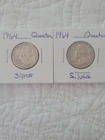 2x Silver 1964 U.S Quarters 90% Circulated Condition