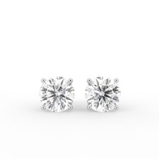 18K White Gold Lab Grown Diamond Solitaire Earrings 10.52ct - Gift for Her