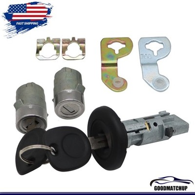 Ignition Key Switch Cylinder Kit with 2 Keys and Door Locks For 01-07 Chevrolet
