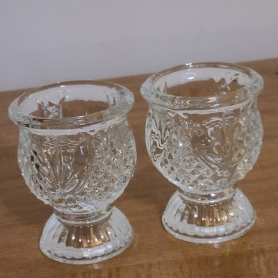 Vintage Crystal Cut Avon Glasses Set of 2 Diamond Pattern