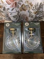 VTG Windsor Browne Brass And Acrylic Wall Mounted Soap Dish Holder Set of 2
