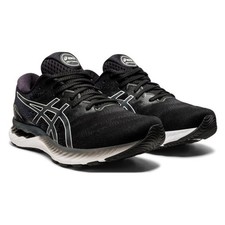 Image of Asics Gel Wide Fit (2E) Running Shoes Gel Nimbus 23 Black / White Mesh Trainers