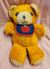 Vintage 1975 Fisher Price Teddy Bear 12" in Apple Bib Orange Tan