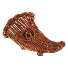 Multifunctional Handwoven Rattan Cornucopia Basket Vintage Fall Table Decor