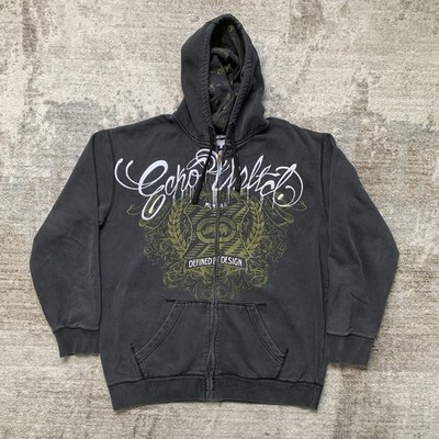 Vintage Y2K 00s Ecko Unltd Embroidered Black Green Rhino Skater Hoodie Size XL