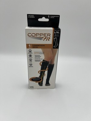 Copper Fit Compression Socks Knee High Black L XL Men Women