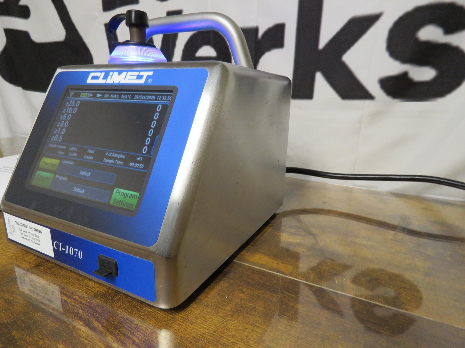 2021 Climet CI-1070 Particle Counter 2024 Calibration w/ Admin Password, Manual