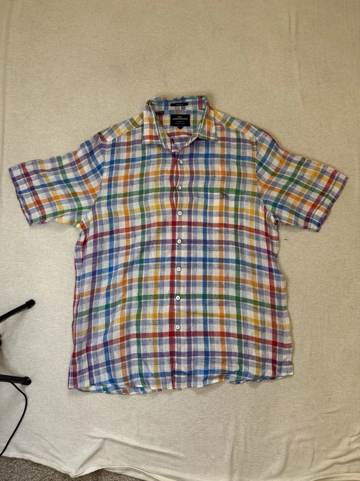 Rodd & Gunn 100% Linen Multicolor Button Down Shirt Mens Large