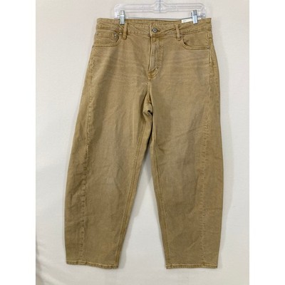 New American Eagle Stretch Barrel Jeans size 10 Tan Camel Balloon Leg Casual