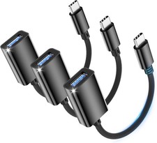 USBA to USBC Male OTG Cable Braided 5Gbps Transfer 2.0A Power Charge Adapter-3Pk