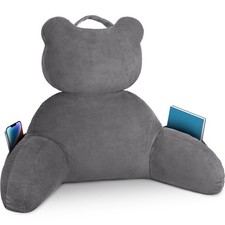 Reading Pillow, Back Pillow with Pockets for Bed Sitting Up, Large Reading Pi...