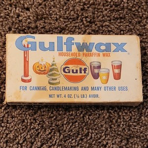 Gulfwax Household Paraffin Wax 4 oz 1/4 Cake for Canning Candlemaking VTG