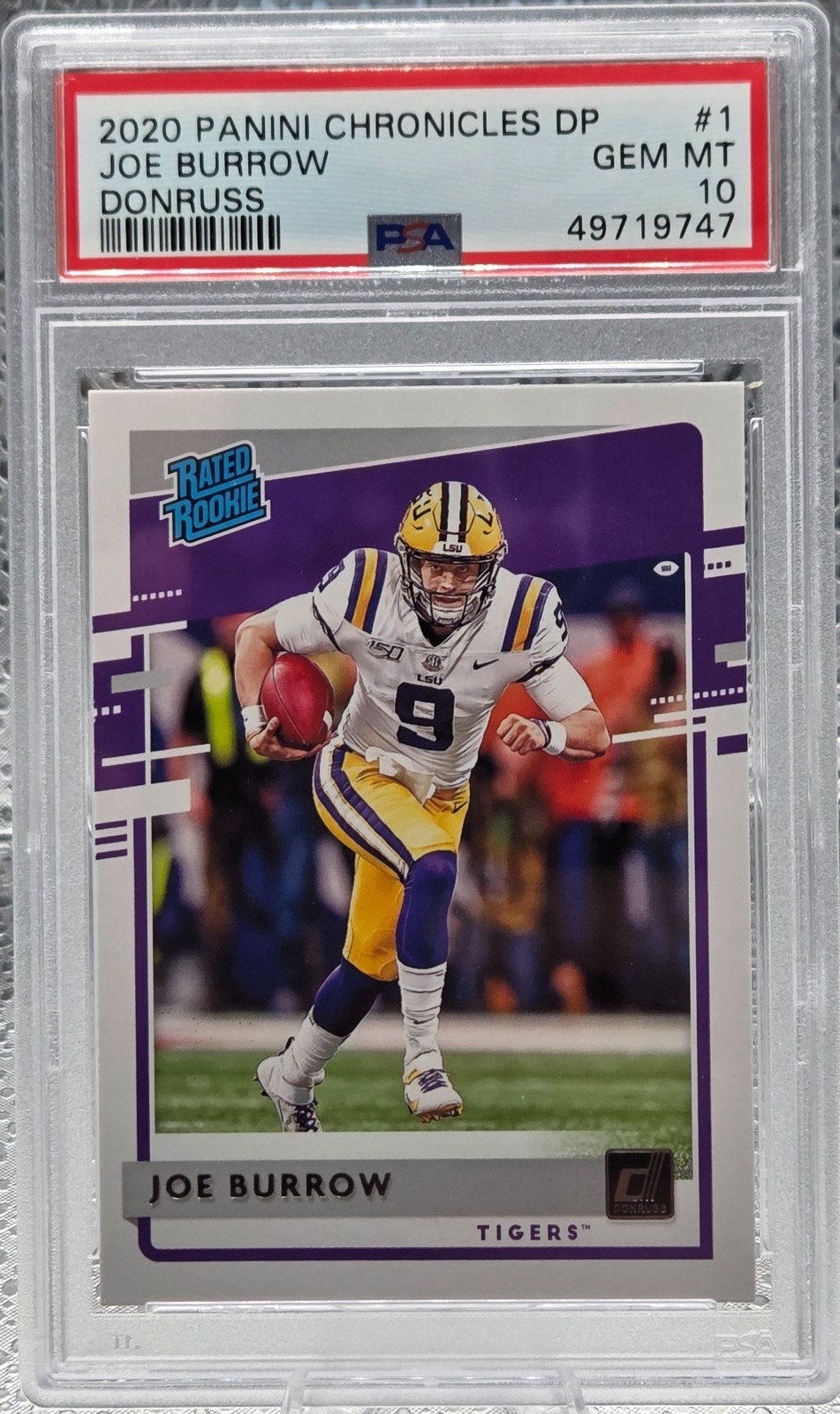2020 Donruss Bengals Star ~ JOE BURROW Rookie RC Football Card PSA 10 GEM MINT view 1