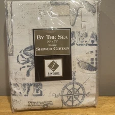 By The Sea Lorraine Home Fashions Fabric Shower Curtain 70x72" Nautical NIP