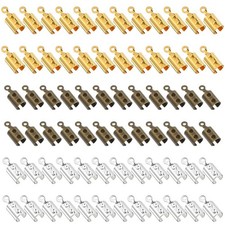 300 PCS Crimps for Jewelry Making Stainless Steel Fold Over Cord Ends for Jew