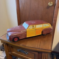 Vintage Wyandotte Woody Wagon Pressed Steel 1940s Toytown Estate Tin Car LARGE