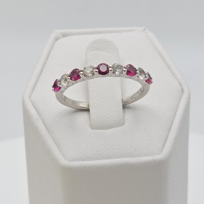 Sai Samuel Aaron Inc Rubin & Diamant Ring 925 Sterlingsilber Größe 7 Kostenloser Versand $!!