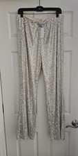 NWT Nine West Champagne Sequin Pull On Pants LARGE