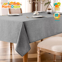 Tischdecke Abwaschbar Grau 140X300Cm Polyester Leinenoptik Wasserabweisend