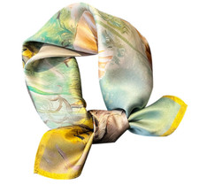 100 Silk 20" small Women square Scarf neckerchief Bandana floral yellow  -