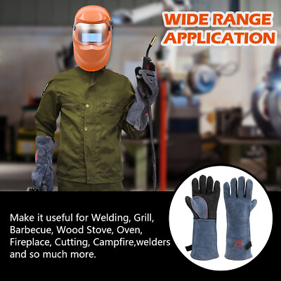 Welding Gloves Heat Protection Gloves Leather Gloves Mig Mag 16 INCH HITBOX
