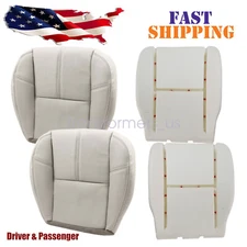 Front Bottom Leather Seat Cover Gray & Foam Pad For 2007 2008-2014 GMC Sierra