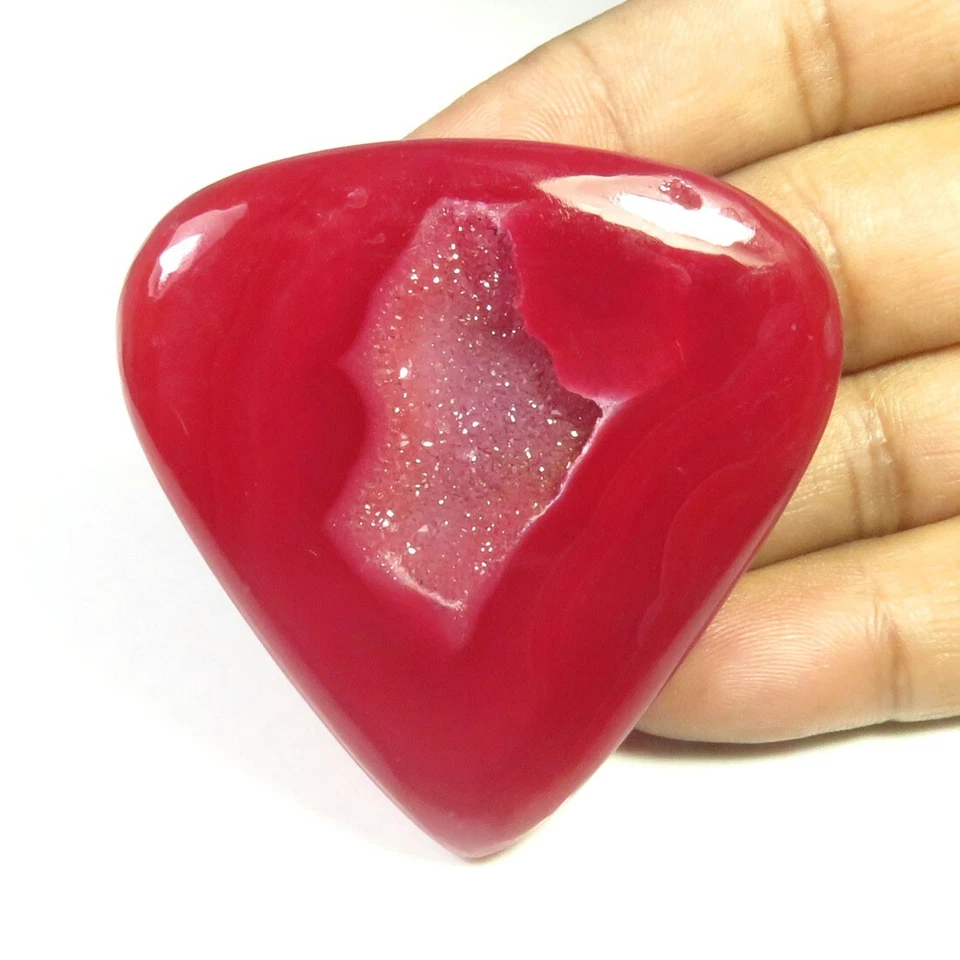 Geoda de ónix natural Druzy Cabs 53x53 mm ónix rojo ágata corazón gemas 131 cts OND-1273 Foto 3 de 4