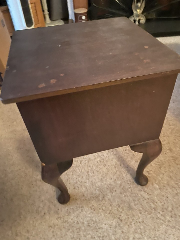 Retro Vintage Wooden Sewing Box On Legs Side Table eBay