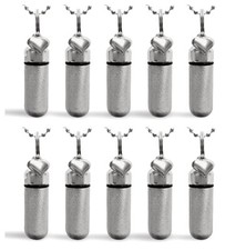 Set of 10 Brushed Silver HEART CREMATION URNS w/Pouches, Ball Chains, Fill Kit