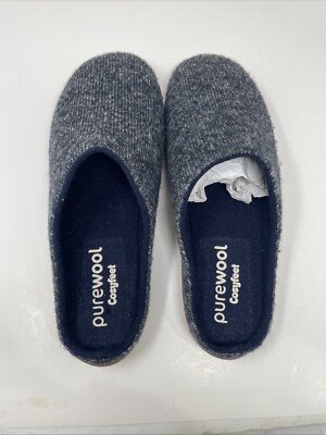 Cosyfeet Mens Slipper Benny Purewool Navy Marl Knit UK Size  display picture 2