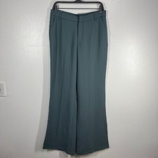 Zara Wide Leg Trousers High Waist Flowy Palazzo Pant Career Sage Green Large