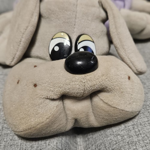 Vintage Tonka 19" Plush Gray Pound Puppy With Purple Stripe Dress - Picture 3 of 7