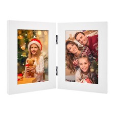 4x6 White Collage Picture Frame Real Glass 2 Opening Multi Photo Wall Tabletop