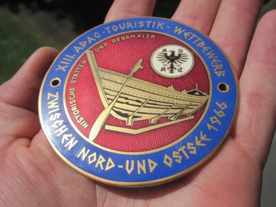 ADAC BOAT BADGE VW BEETLE PORSCHE 356 1966 60ies SHIP VIKINGS NORTH EAST SEA