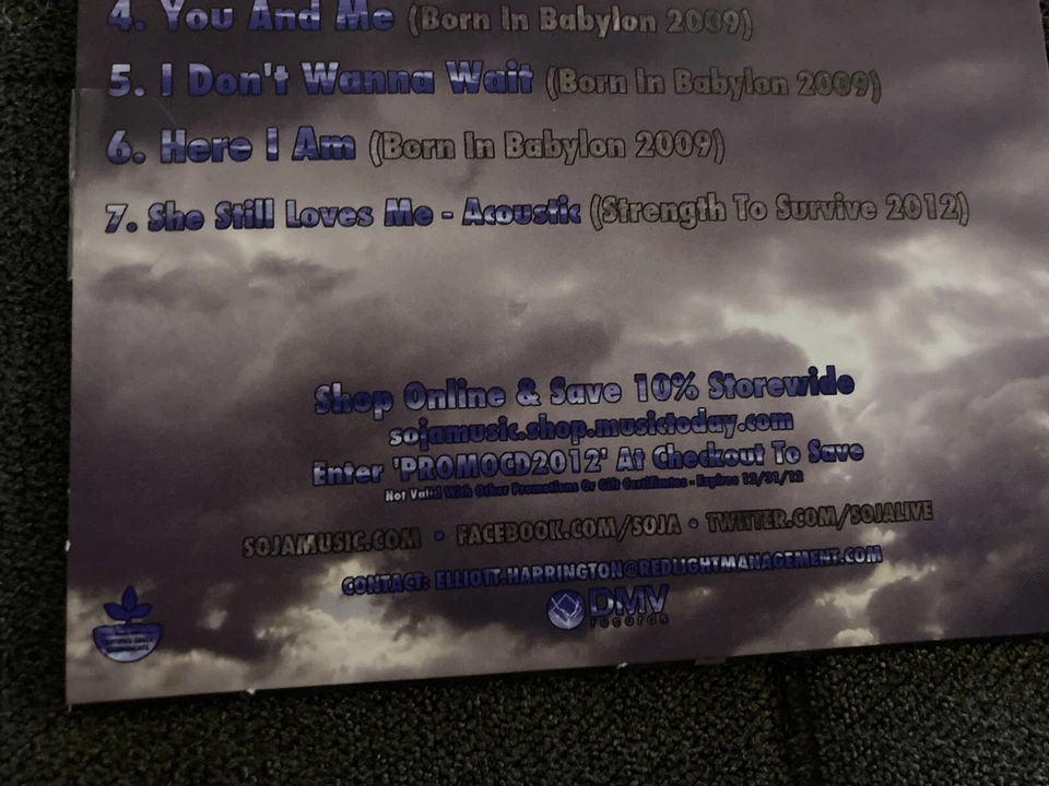 SOJA 2012 RARE Promo Sampler CD Reggae NEW Never Opened w/ Sticker Bob Marley Foto 4 de 4