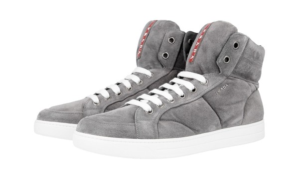 Prada Wildleder Downtown Zip High-Top Sneaker - 4T2596 - Grau - Neu - 10 44-image