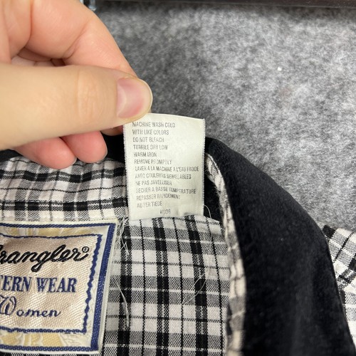 Wrangler Shirt Womens XL White Black Plaid Button Up Western Cowgirl - Picture 9 of 16
