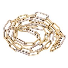 Italian 14k Two Tone Gold Hollow Paper Clip Chain Necklace 19.5" 5.6mm 7.3 grams