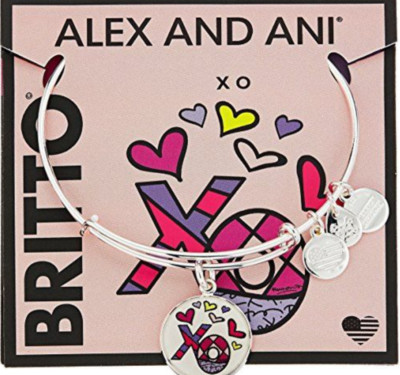 Romero Britto Alex and Ani Art Infusion XO (Silver Finish) Bangles  NEW Sealed