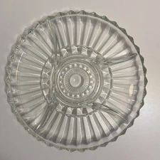 Vintage Indiana Glass Divided Relish/Snack Dish Chips And Dip Veggie Tray