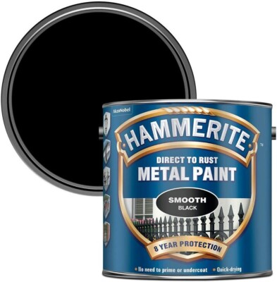 Hammerite - Glatte Direkt auf Rost Metallfarbe schnelltrocknend schwarz - 2,5L