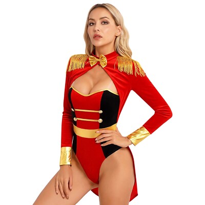Womens Halloween Back Zipper Circus Ringmaster One-Piece
