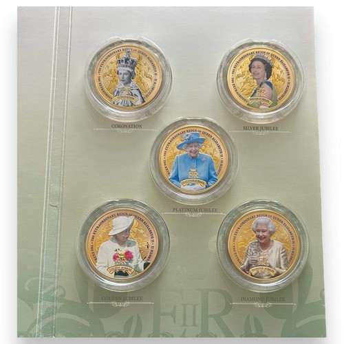 Queen Elizabeth Coronation - Silver, Golden, Diamond & Platinum Jubilee Coin Set - Picture 3 of 7
