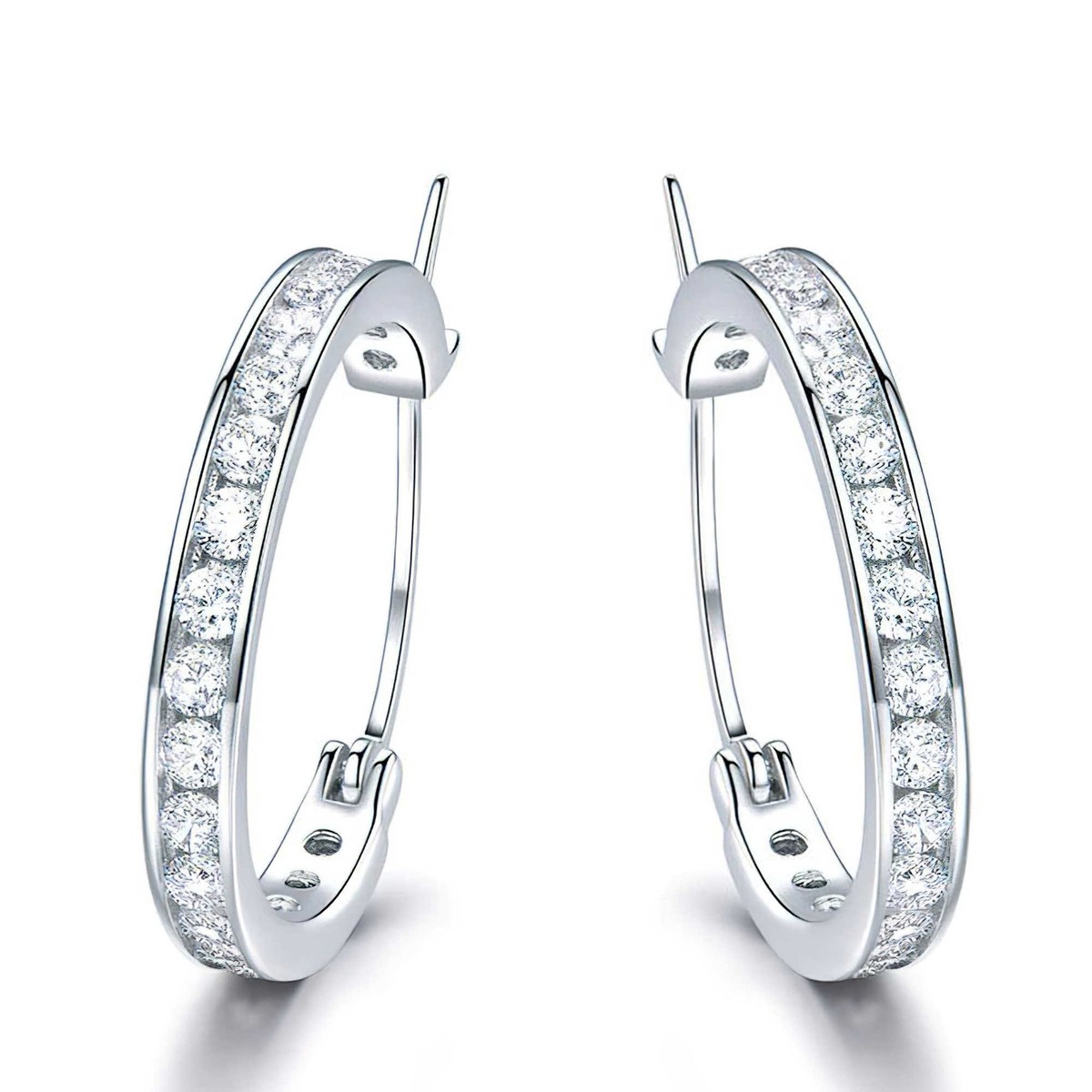 1.98 CT Round Zirconia Earrings White 925 Silver | eBay