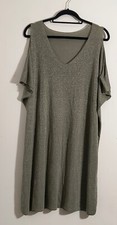 Women’s Cold Shoulder Dress Size Large Glitter Lightweight Stretchy Slit Sleeve
