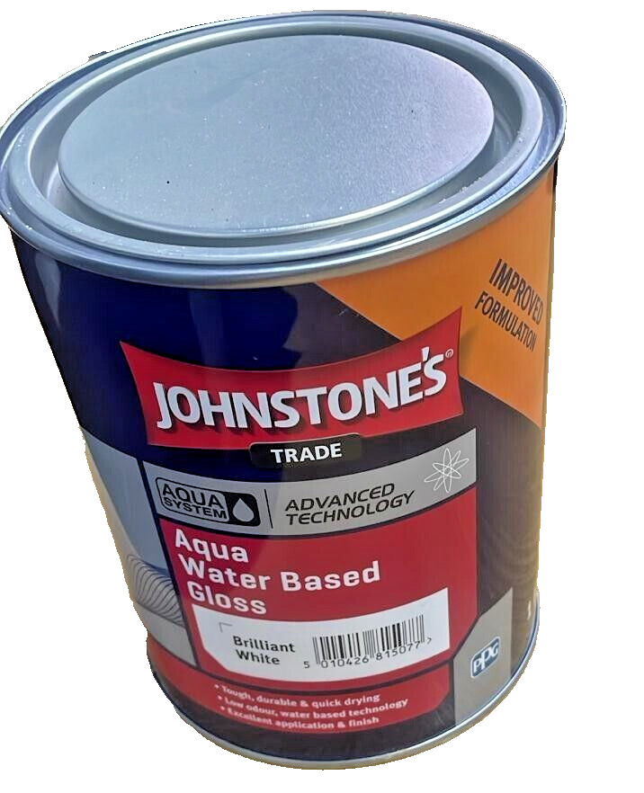 Johnstones Trade Aqua  Water Based - Gloss - Brilliant White 1 litre